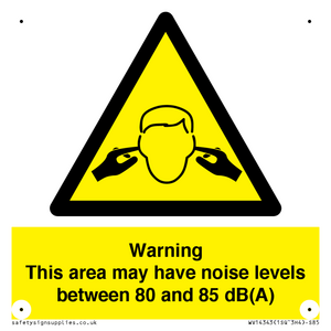 Warning Noise Levels in this area between 80 and 85 dB